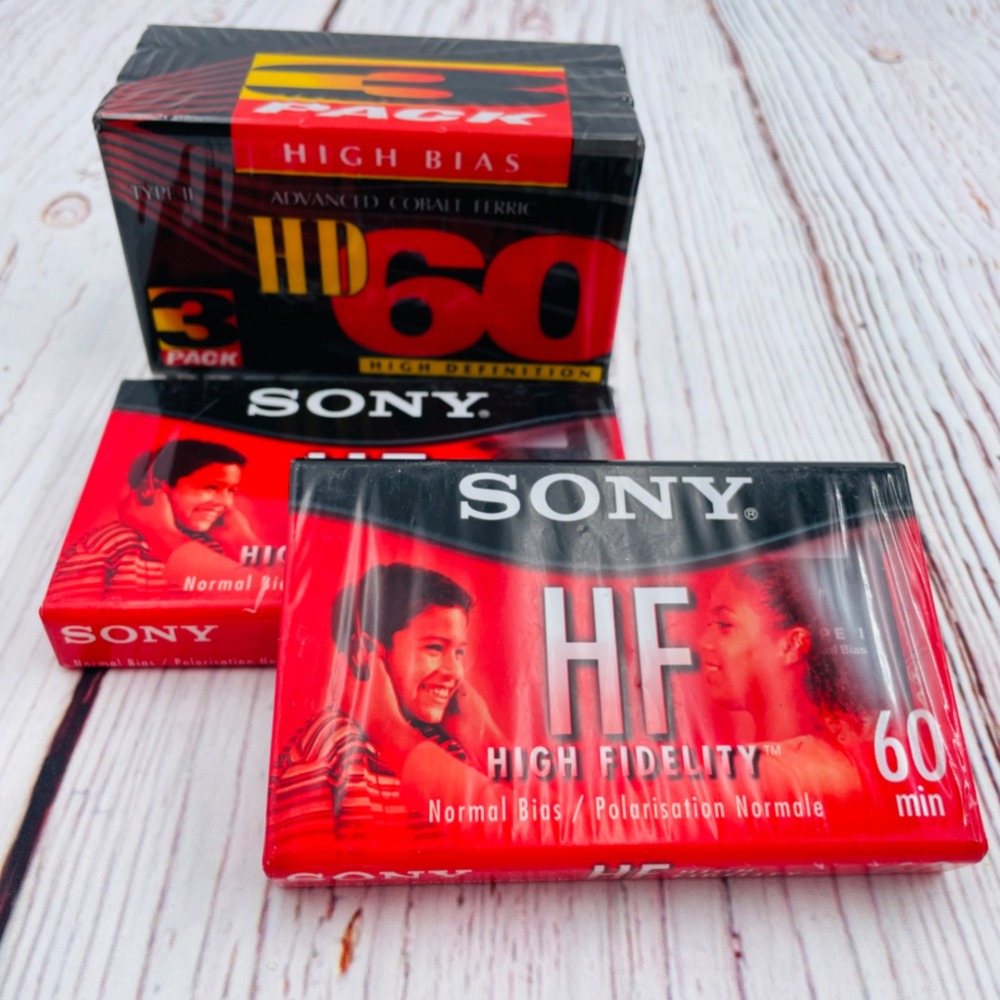Sony HF 60 & Radio Shack HD60 Blank Audio Cassette Tapes Lot of 5 Sealed Vintage